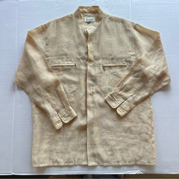 LANGBANG collared sand Gold Color linen minimal shirt from Firenze, - Picture 13 of 13